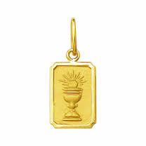 Corrente Veneziana de 40 cm e Pingente Medalha Comunhao ouro18k