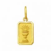 Corrente Veneziana de 40 cm e Pingente Medalha Comunhao ouro18k