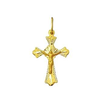 Pingente crucifixo com ostensorio em ouro