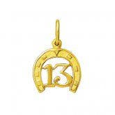 Pingente Ferradura Com Numero 13 Em Ouro 18k