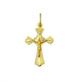 Pingente crucifixo com ostensorio em ouro