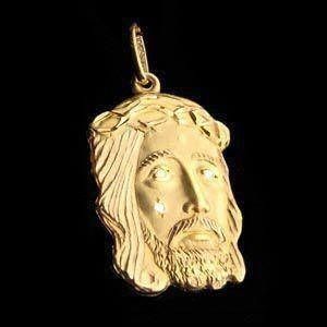 Pingente Face De Cristo Em Ouro com brilhantes  Ref 030