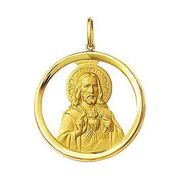 Pingente sagrado coração de Jesus ouro 18k