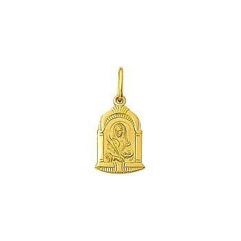 Pingente Medalha Santa Luzia Capelinha Ouro 18k