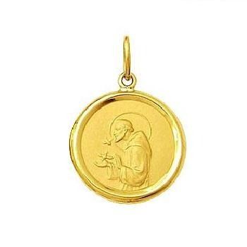 Pingente Medalha São Francisco Redondo Ouro 18k 02