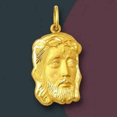 Pingente Face De Cristo Em Ouro 18k com brilhantes ref 0190