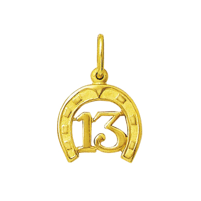 Pingente Ferradura Com Numero 13 Em Ouro 18k